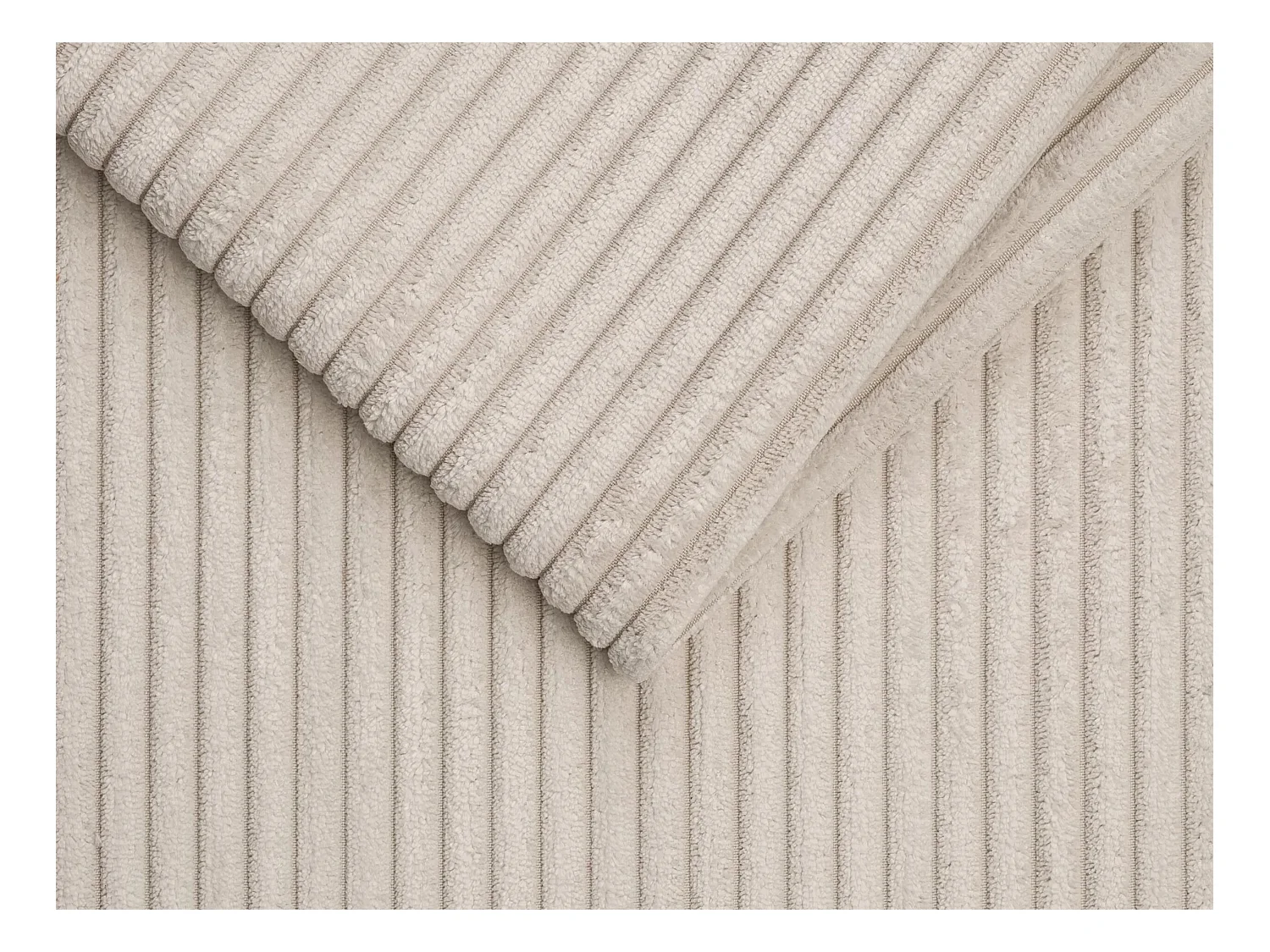 Canapé d'angle convertible express et réversible en velours côtelé beige- Couchage 140 cm - Matelas 18 cm LORETO