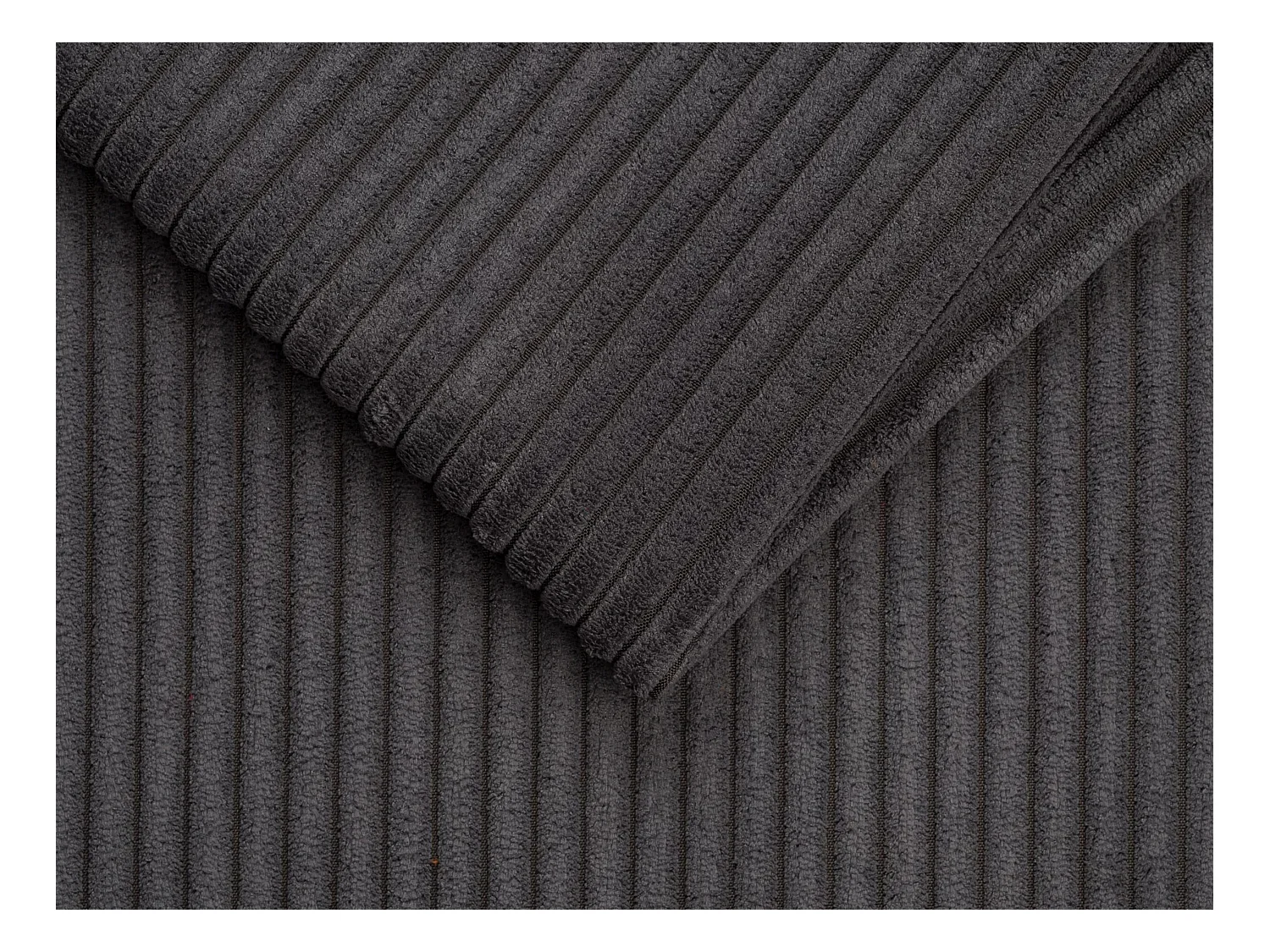 Sofá cama rinconera con apertura italiana y reversible de pana gris antracita - Base de listones con una anchura de 140 cm - Colchón de 18 cm LORETO