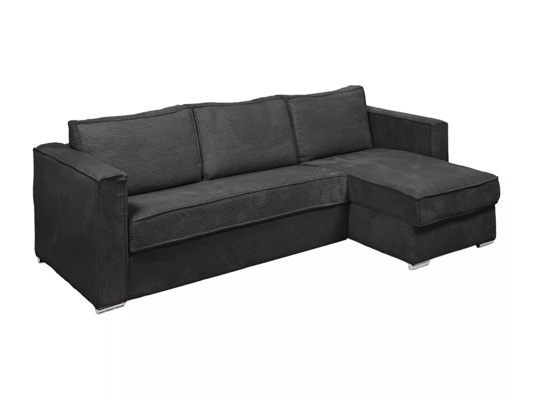 Kauf Unique Eckschlafsofa mit Matratze - Ecke wechselbar - Cord - Anthrazitgrau - Liegefläche mit Lattenrost mit breiten Latten 140 cm - Matratze 18 cm - LORETO