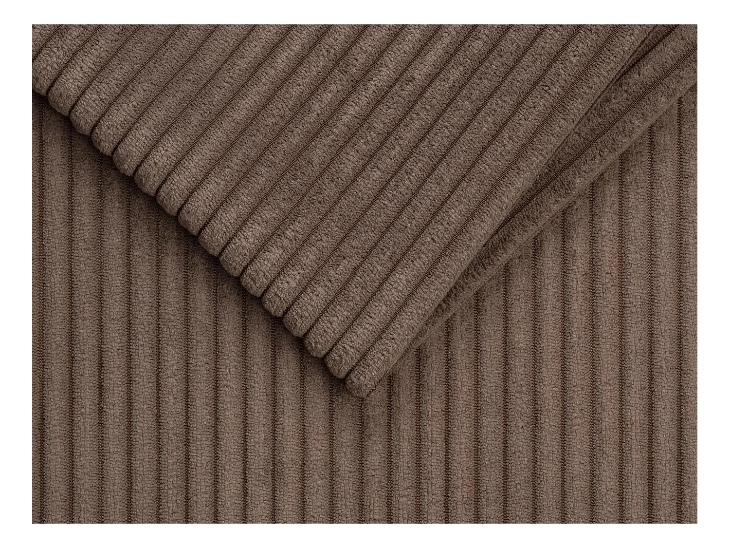 Omkeerbare express-hoekslaapbank van bruin ribfluweel - Bed 140 cm - Matras 18 cm LORETO