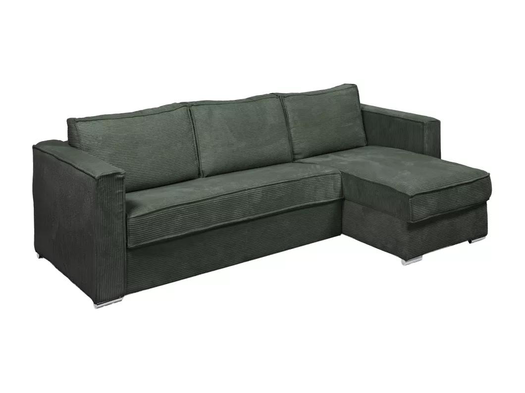 Kauf Unique Eckschlafsofa mit Matratze - Ecke wechselbar - Cord - Grün - Liegefläche 140 cm - Matratze 22 cm - LORETO