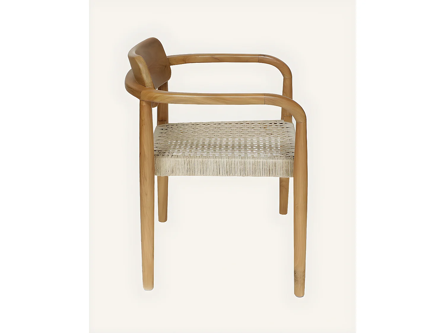 Lot de 2 chaises Kimo - Lot de 2 chaises Kimo en teck massif et corde beige- marron