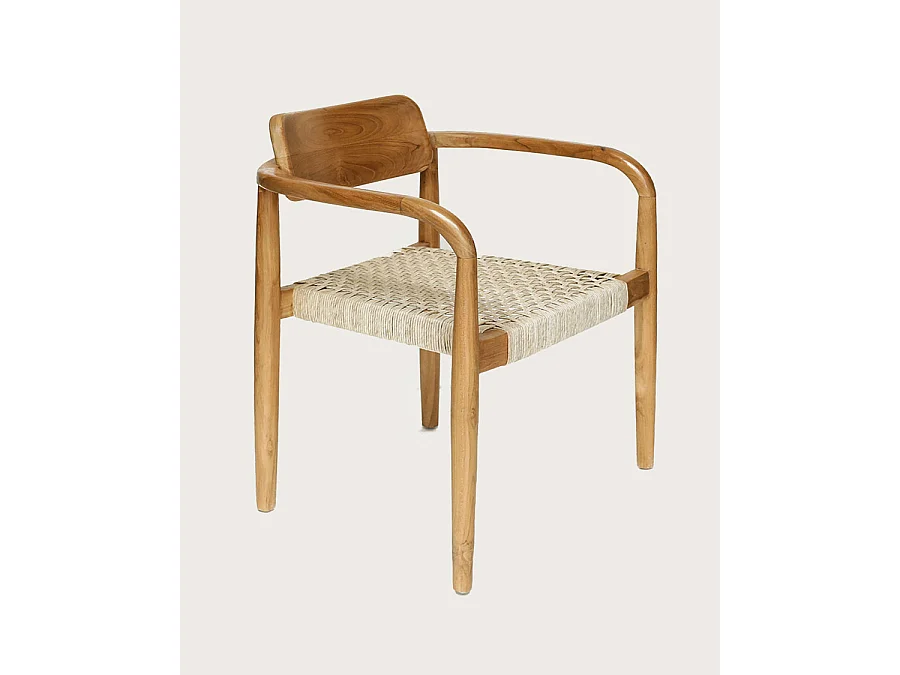 Lot de 2 chaises Kimo - Lot de 2 chaises Kimo en teck massif et corde beige- marron