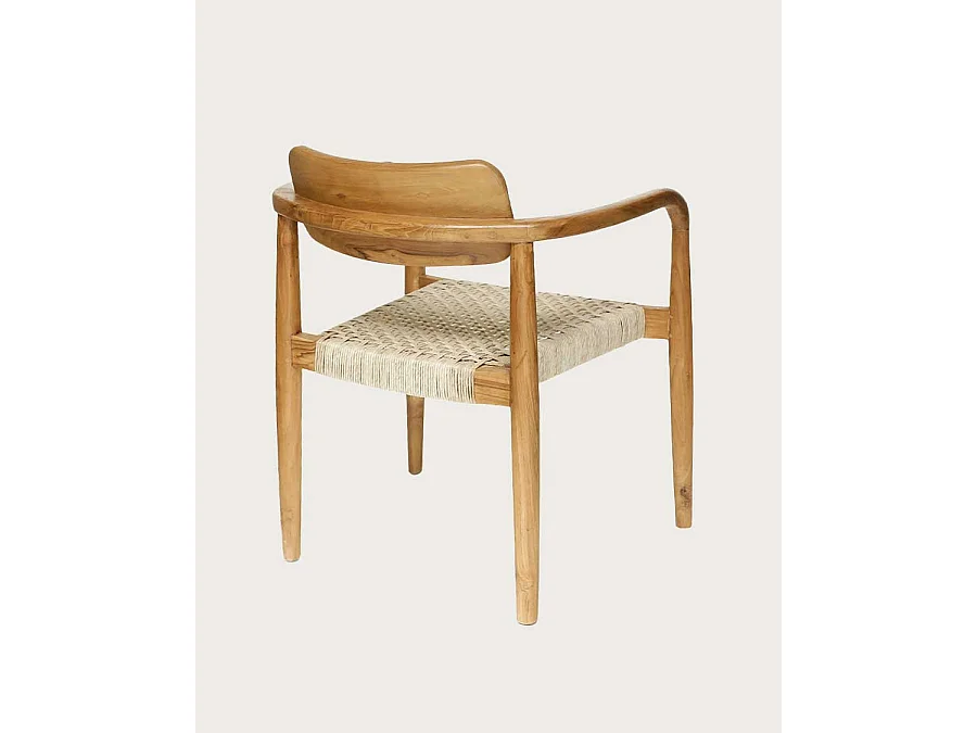 Lot de 2 chaises Kimo - Lot de 2 chaises Kimo en teck massif et corde beige- marron