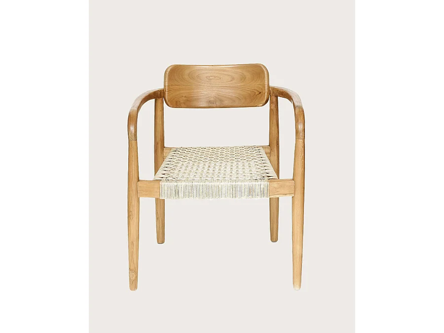 Lot de 2 chaises Kimo - Lot de 2 chaises Kimo en teck massif et corde beige- marron
