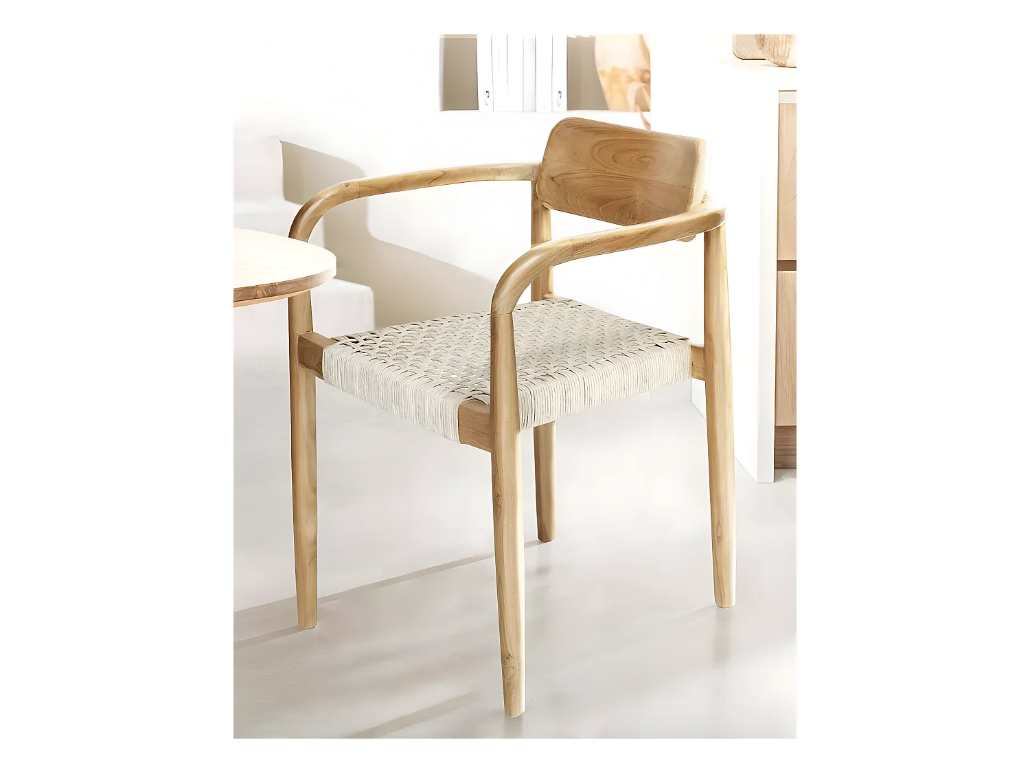 Lot de 2 chaises Kimo - Lot de 2 chaises Kimo en teck massif et corde beige- marron