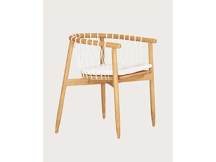 Nala - Chaise en teck massif et cordage blanc