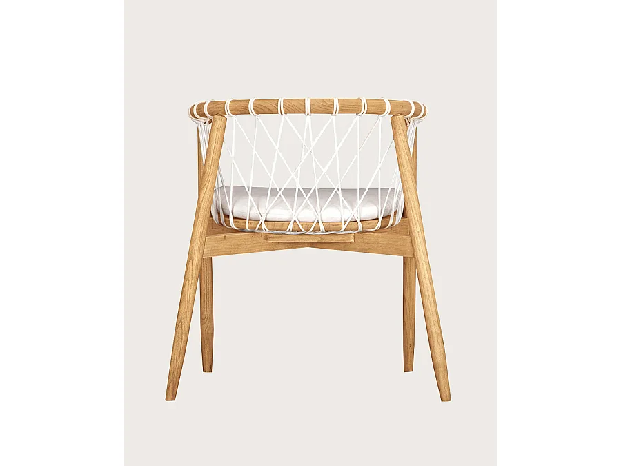 Nala - Chaise en teck massif et cordage blanc