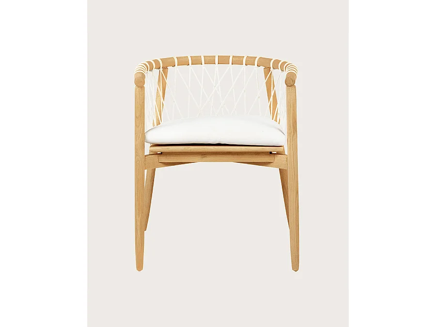 Nala - Chaise en teck massif et cordage blanc
