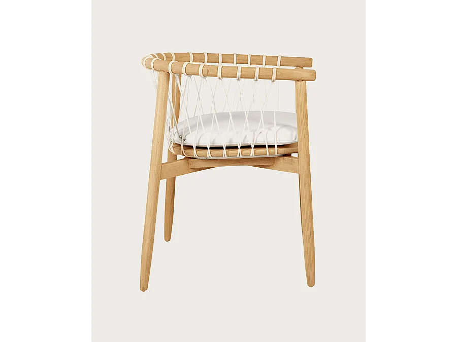 Nala - Chaise en teck massif et cordage blanc
