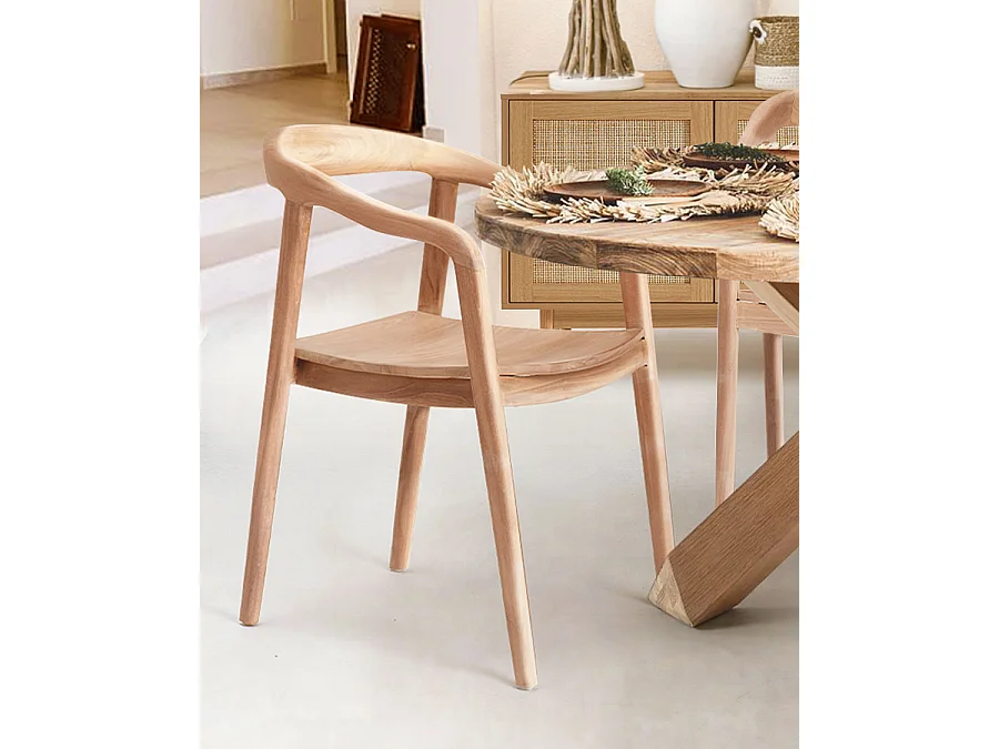 Lot de 2 chaises Charline - Lot de 2 chaises Charline en teck massif