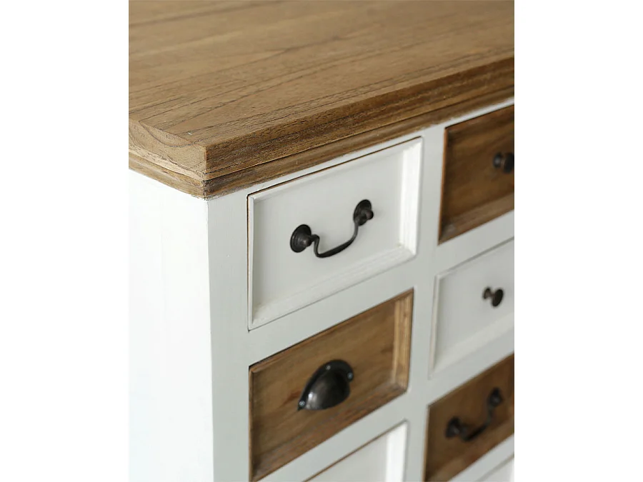 Inda - Grand buffet blanc et naturel en Mindy massif 160 cm