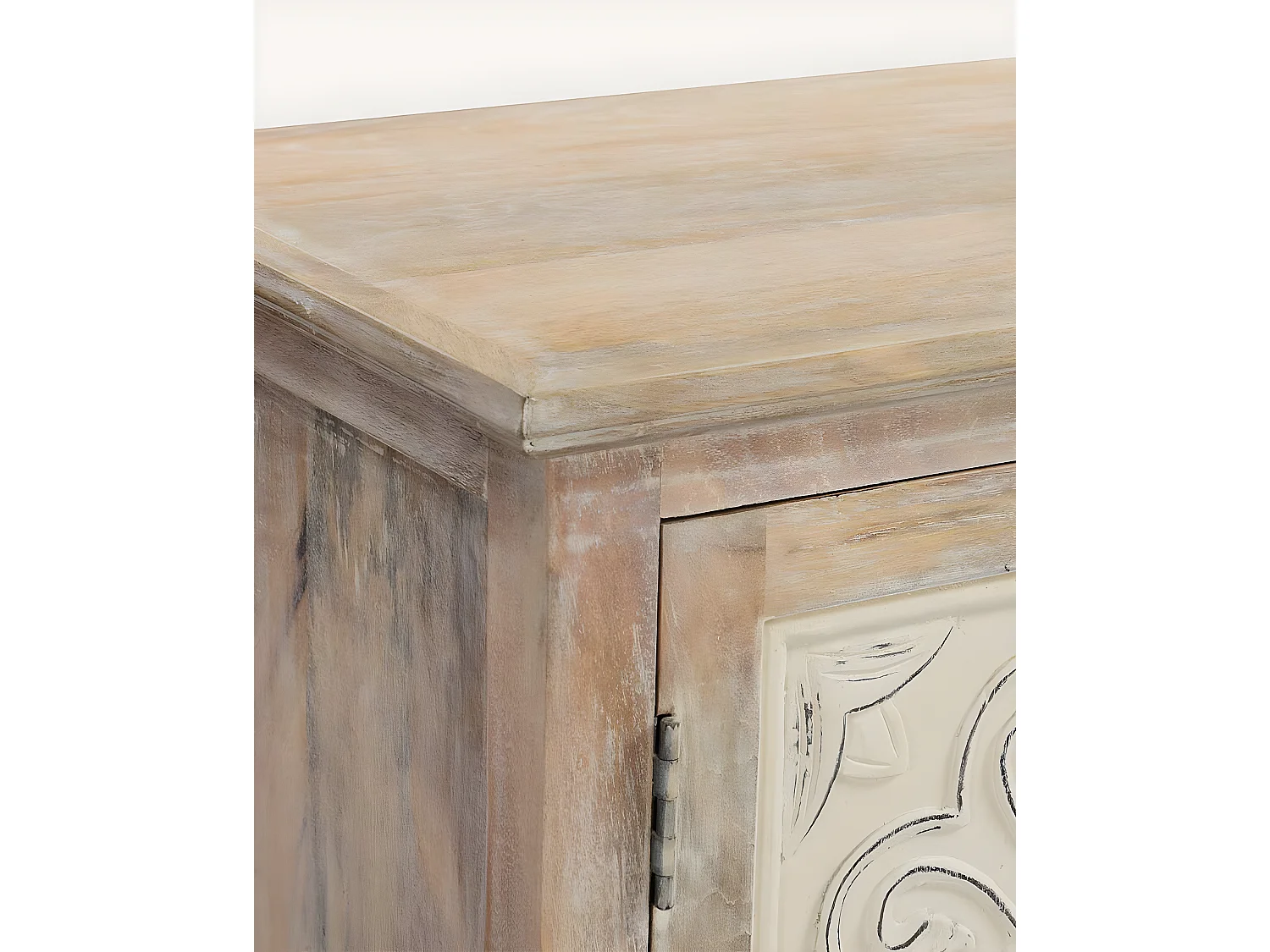 Mala - Buffet haut 2 portes en bois de manguier massif sculpté 85 cm