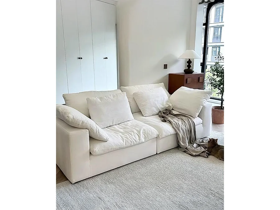 Cloud - Canapé 3 places en lin blanc