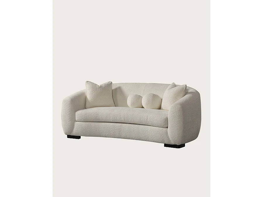 Curve - Canapé arrondi 3 places en tissu bouclé cream