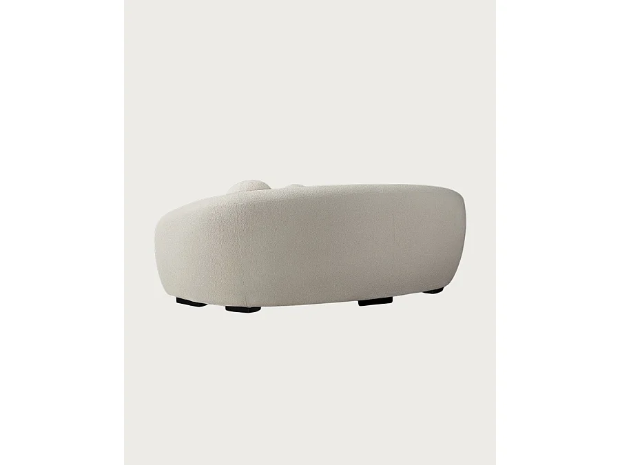 Curve - Divano a 3 posti dalla forma arrotondata in tessuto bouclé color crema
