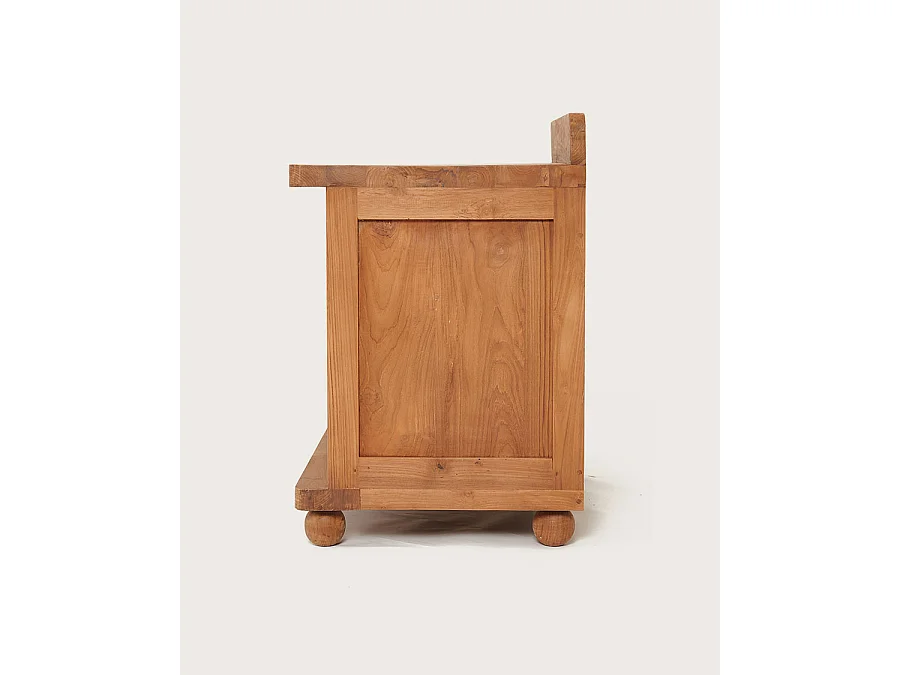 Eclipse - Meuble salle de bain en teck porte persienne 90 cm