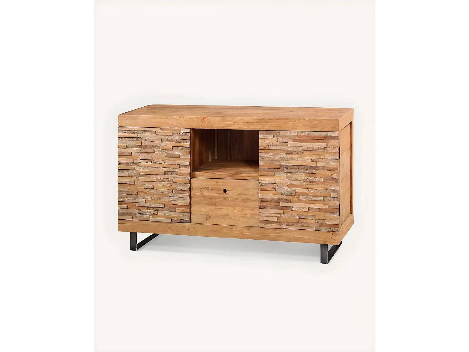 Néo - Meuble salle de bain en teck parqueté 140 cm