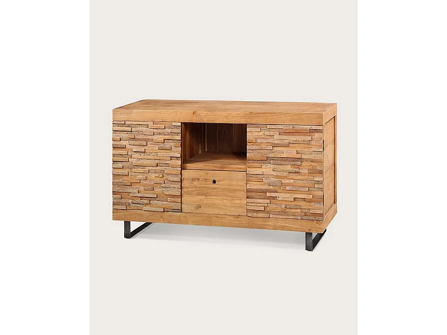 Néo - Meuble salle de bain en teck parqueté 140 cm