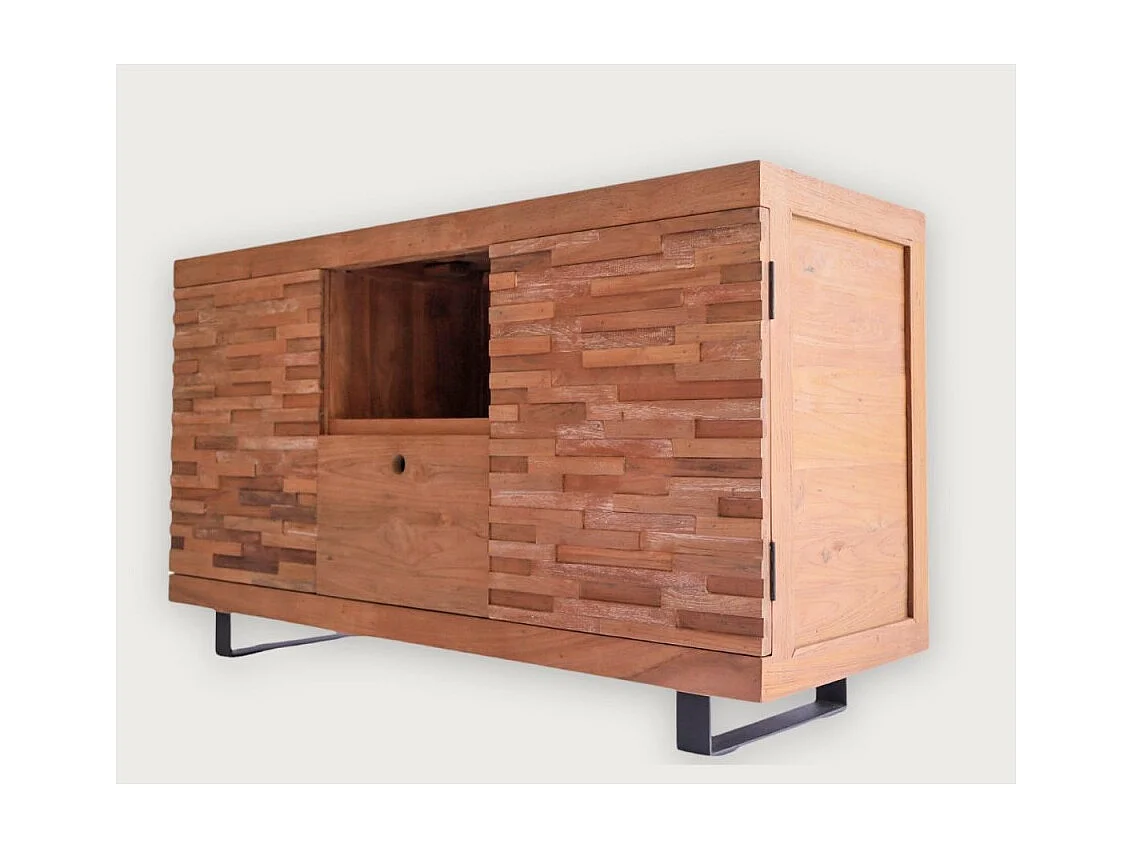 Néo - Meuble salle de bain en teck parqueté 140 cm