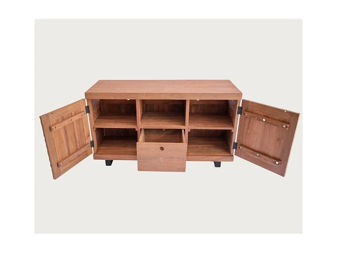 Néo - Meuble salle de bain en teck parqueté 140 cm