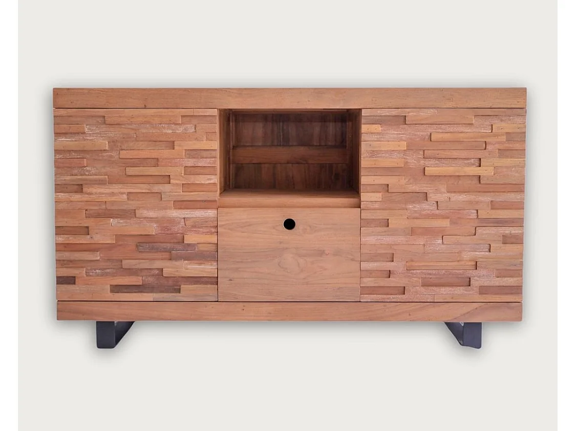 Néo - Meuble salle de bain en teck parqueté 140 cm