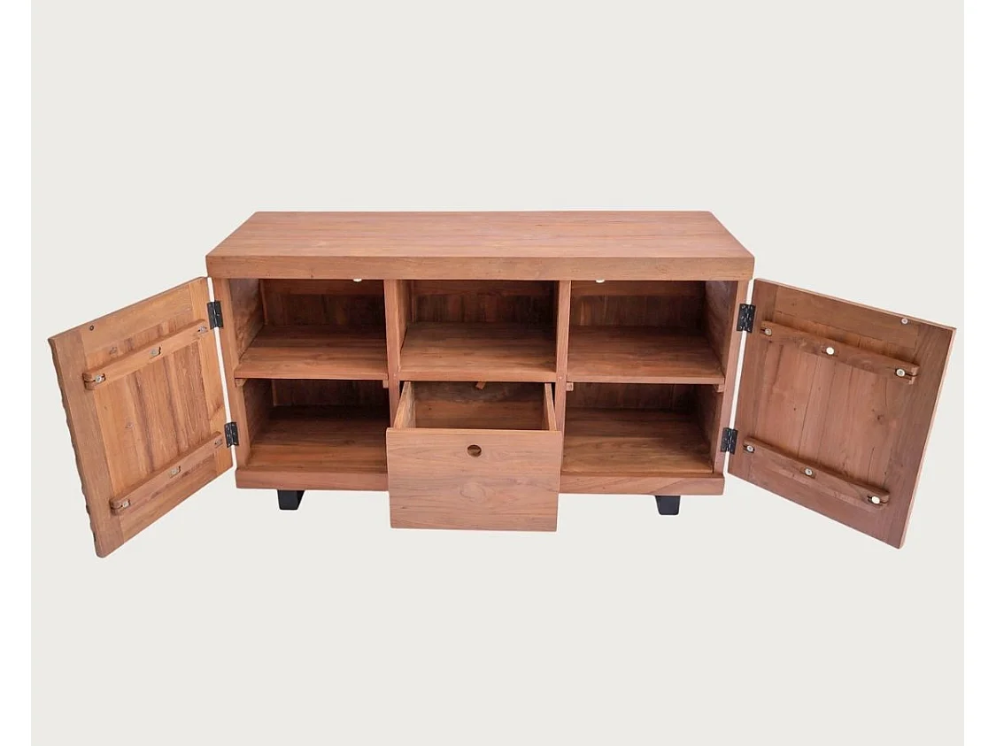 Néo - Meuble salle de bain en teck parqueté 140 cm