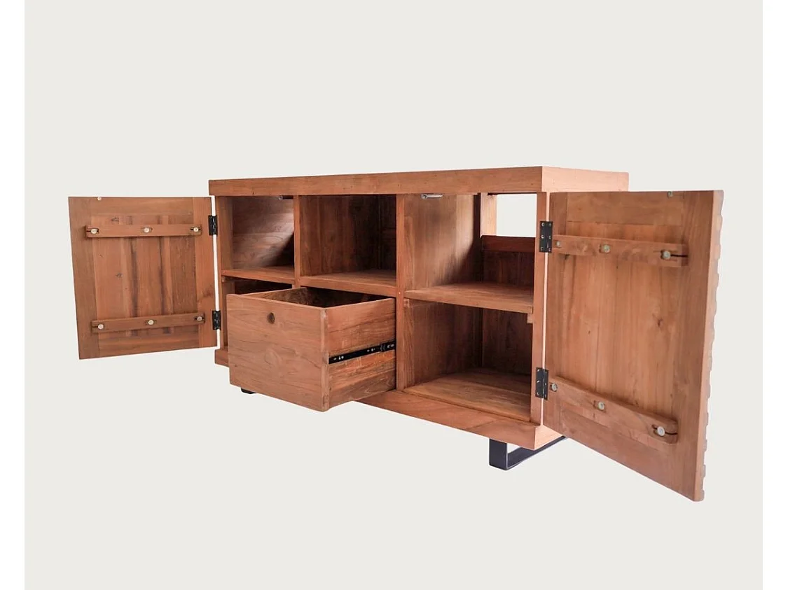 Néo - Meuble salle de bain en teck parqueté 140 cm