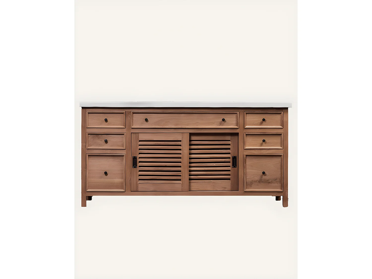 Savanna - Meuble De Salle De Bain en teck avec marbre terrazzo