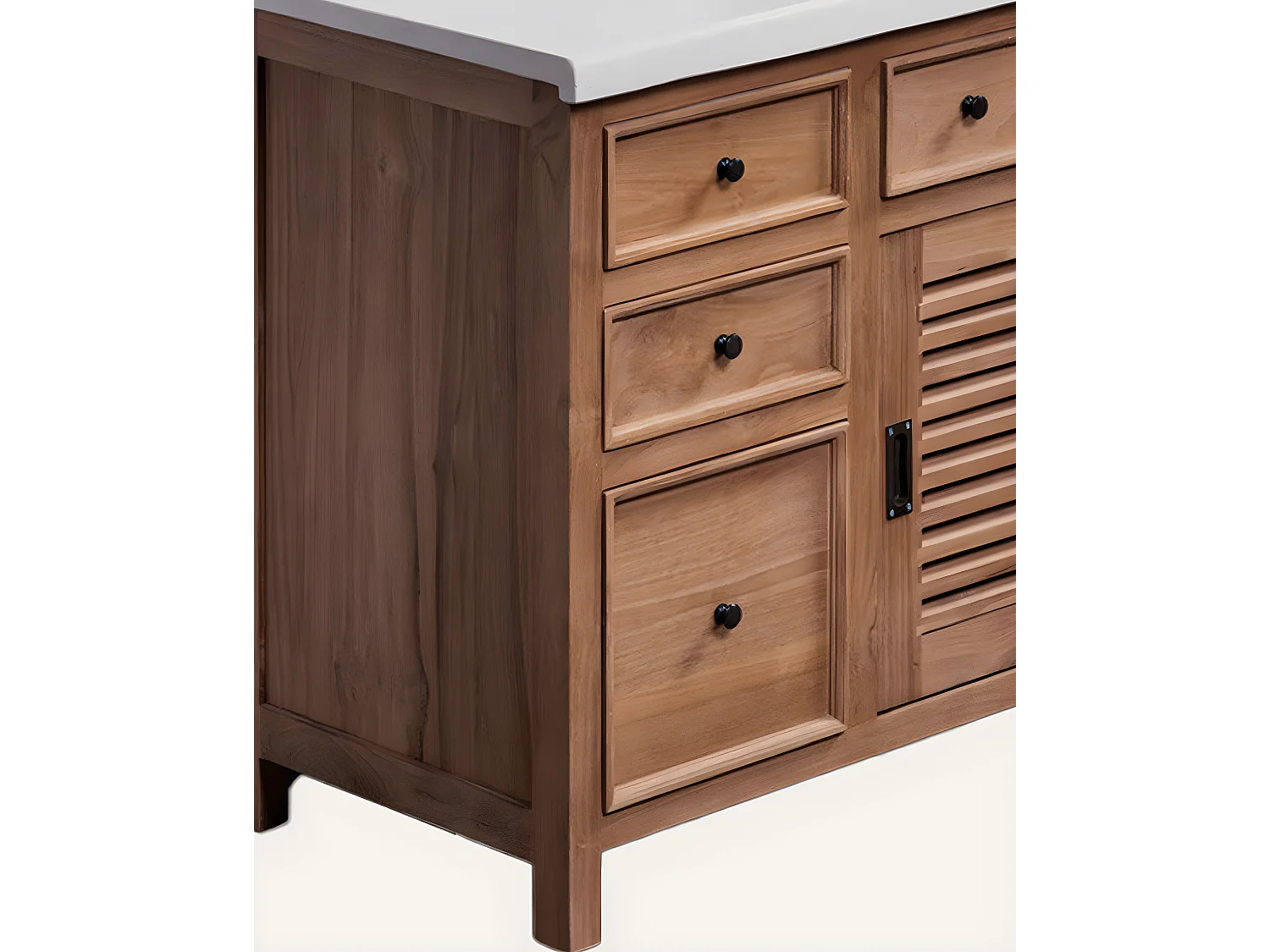 Savanna - Meuble De Salle De Bain en teck avec marbre terrazzo