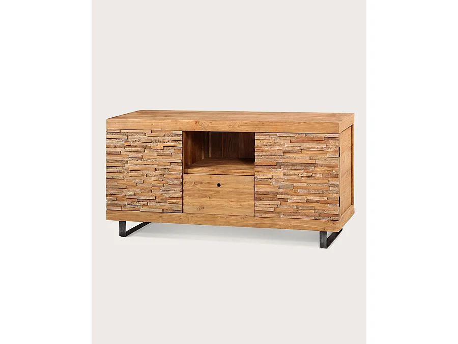 Néo - Meuble salle de bain en teck parqueté 160 cm