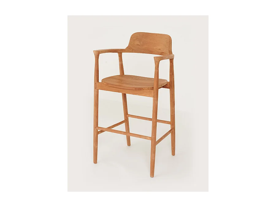 Singo - Chaise de bar en teck massif