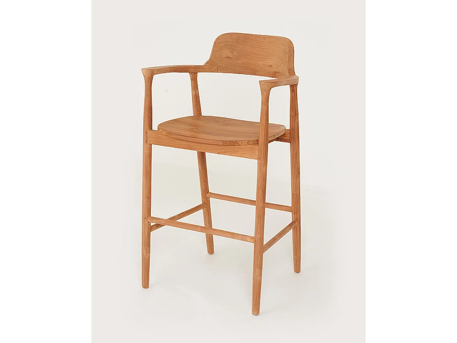 Singo - Chaise de bar en teck massif