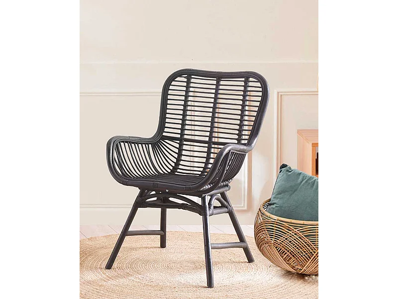 Lot de 4 chaises Sapporo - Lot de 4 chaises Sapporo en rotin noir