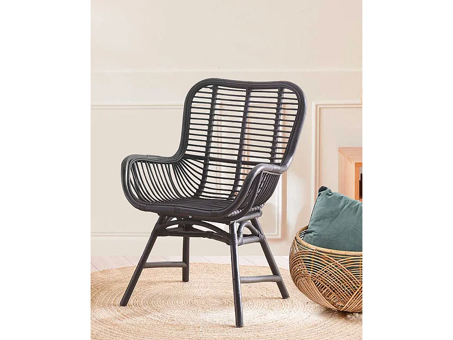 Lot de 4 chaises Sapporo - Lot de 4 chaises Sapporo en rotin noir