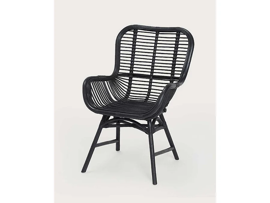 Lot de 4 chaises Sapporo - Lot de 4 chaises Sapporo en rotin noir