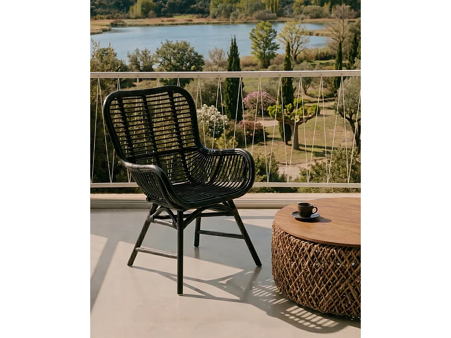 Lot de 4 chaises Sapporo - Lot de 4 chaises Sapporo en rotin noir