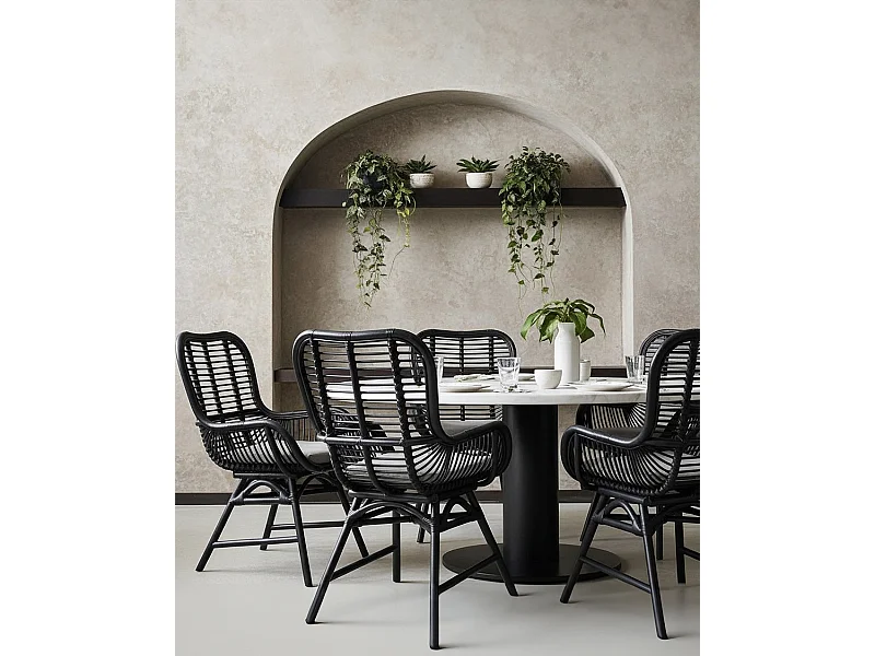 Lot de 4 chaises Sapporo - Lot de 4 chaises Sapporo en rotin noir