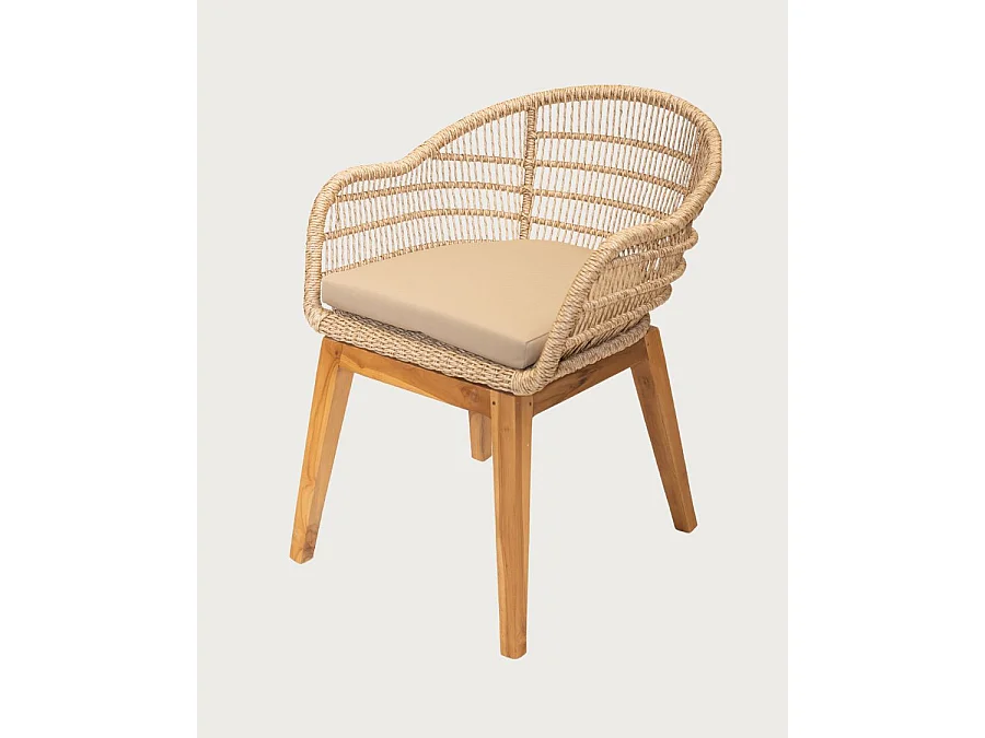 Lot de 2 chaises Maelie - Lot de 2 chaises Maelie en teck massif et corde beige