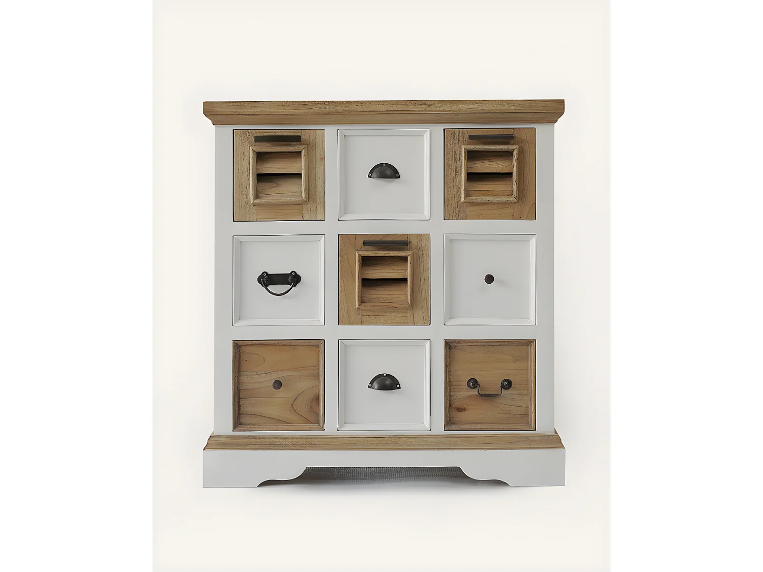 Inda - Console en Mindy massif naturelle et blanche 110 cm