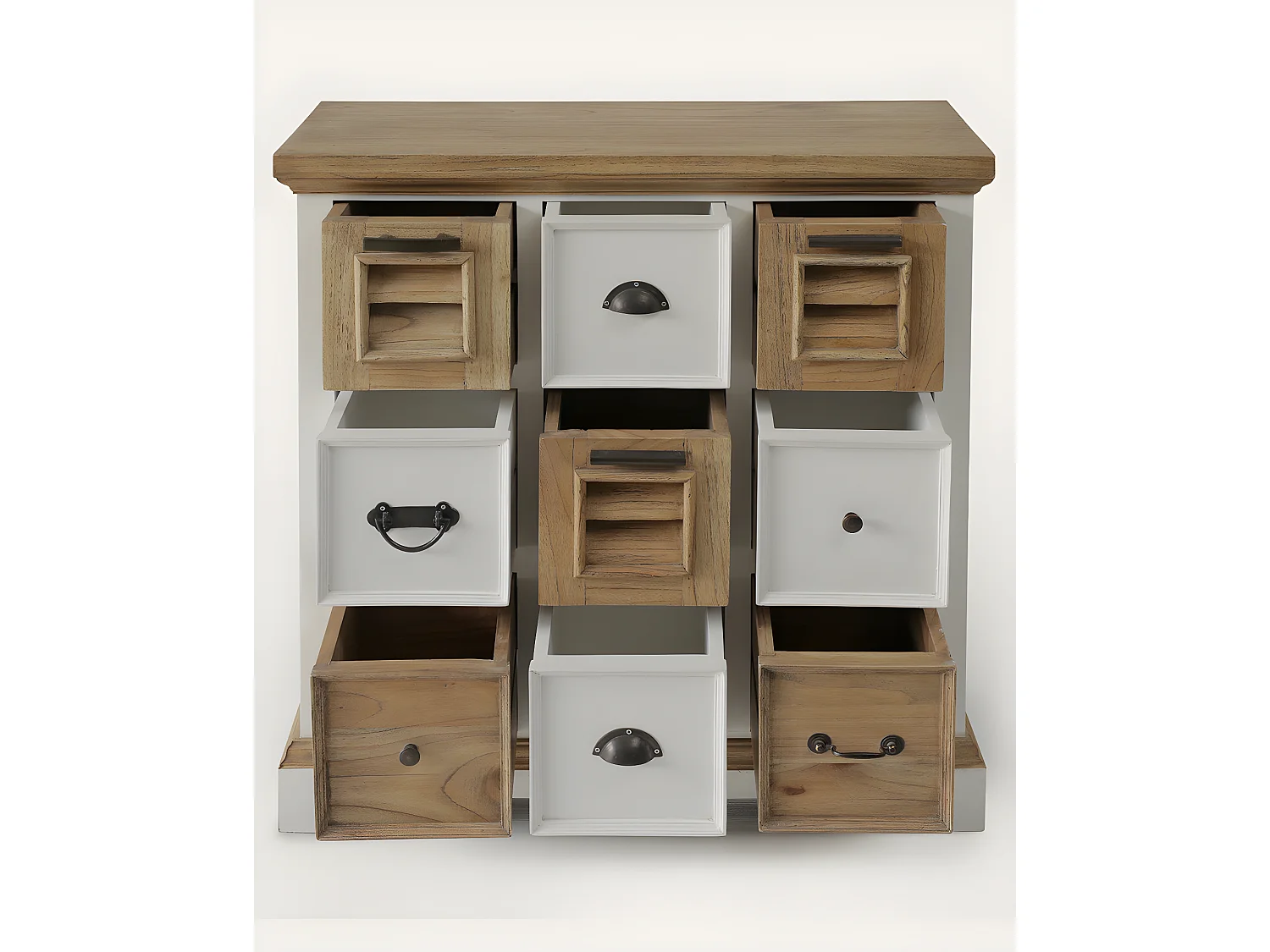 Inda - Console en Mindy massif naturelle et blanche 110 cm