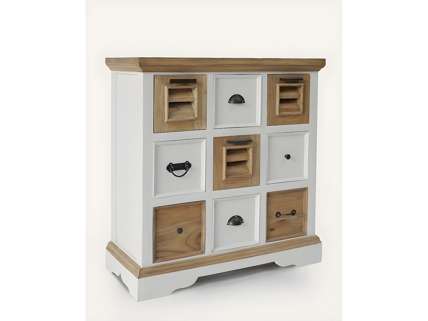 Inda - Console en Mindy massif naturelle et blanche 110 cm