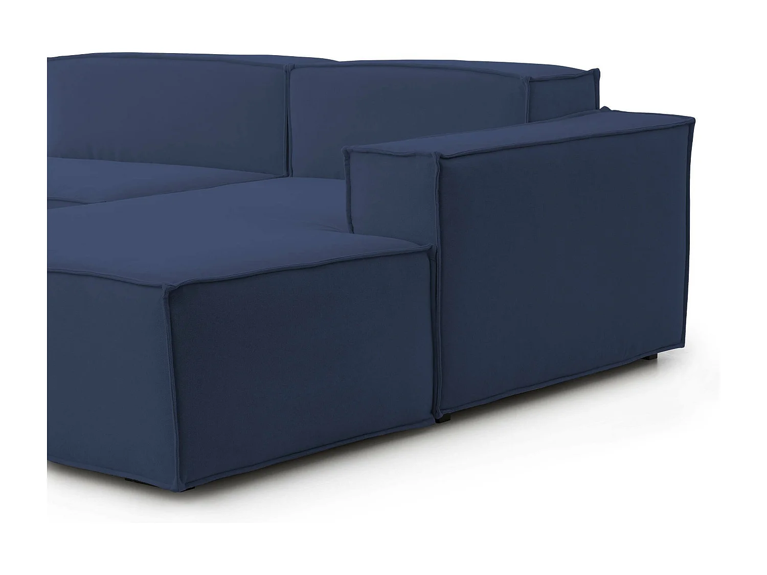 Sofá fixo Raffaella, sofá modular de 4 lugares com península direita, 100% Fabricado na Itália, Sofá de tecido moderno, 340x170h70 cm, Azul