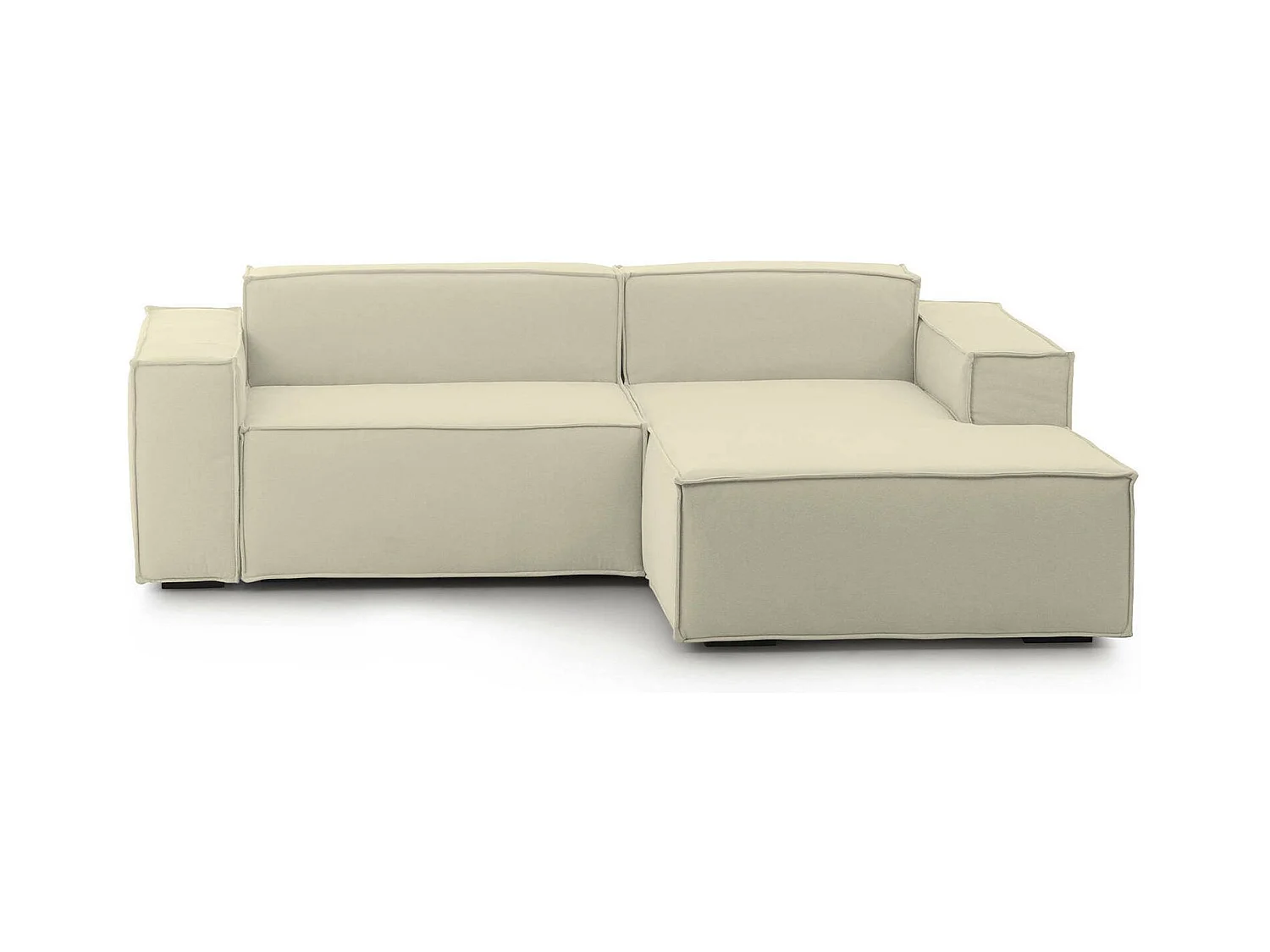 Lidia vaste bank, Grote 2-zits modulaire bank met rechterschiereiland, 100% Made in Italy, Moderne stoffen bank, 240x170h70 cm, Beige