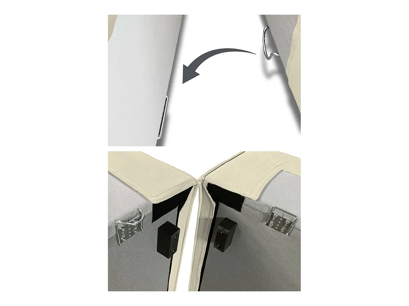 Canapé fixe Lidia, Grand canapé modulable 2 places avec péninsule droite, 100% Made in Italy, Canapé moderne en tissu, 240x170h70 cm, Beige