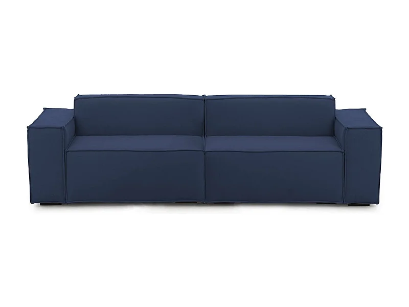 Simona vaste bank, 3-zits lineaire modulaire bank, 100% Made in Italy, Moderne woonkamerbank in stof, 260x95h70 cm, Blauw