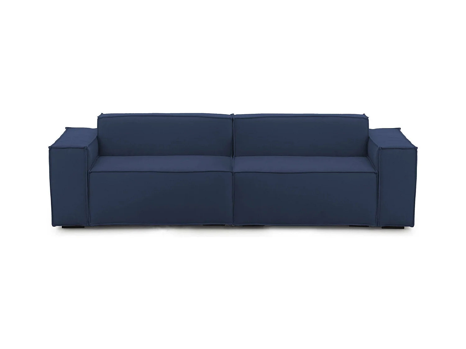 Canapé fixe Simona, canapé modulable linéaire 3 places, 100% Made in Italy, Canapé de salon moderne en tissu, 260x95h70 cm, Bleu