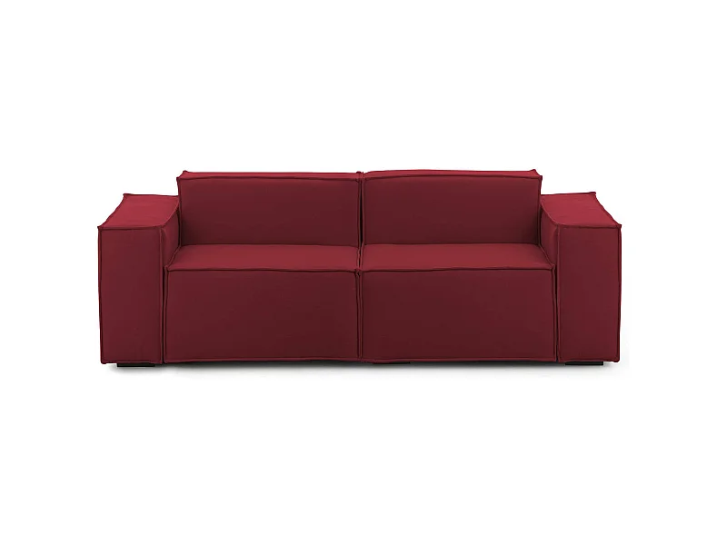 Festes Sofa Paola, Lineares modulares 2-Sitzer-Sofa, 100% Made in Italy, Modernes Wohnzimmersofa aus Stoff, Cm 220x95h70, Rot