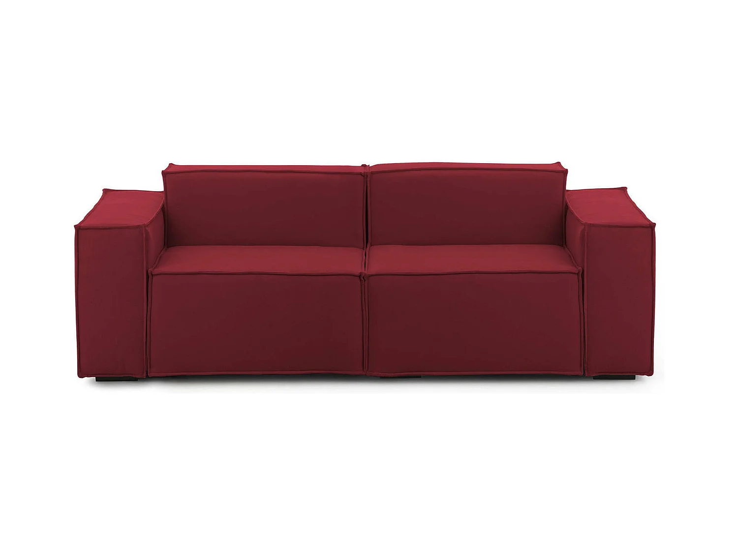 Paola vaste bank, 2-zits lineaire modulaire bank, 100% Made in Italy, Moderne woonkamerbank in stof, 220x95h70 cm, Rood