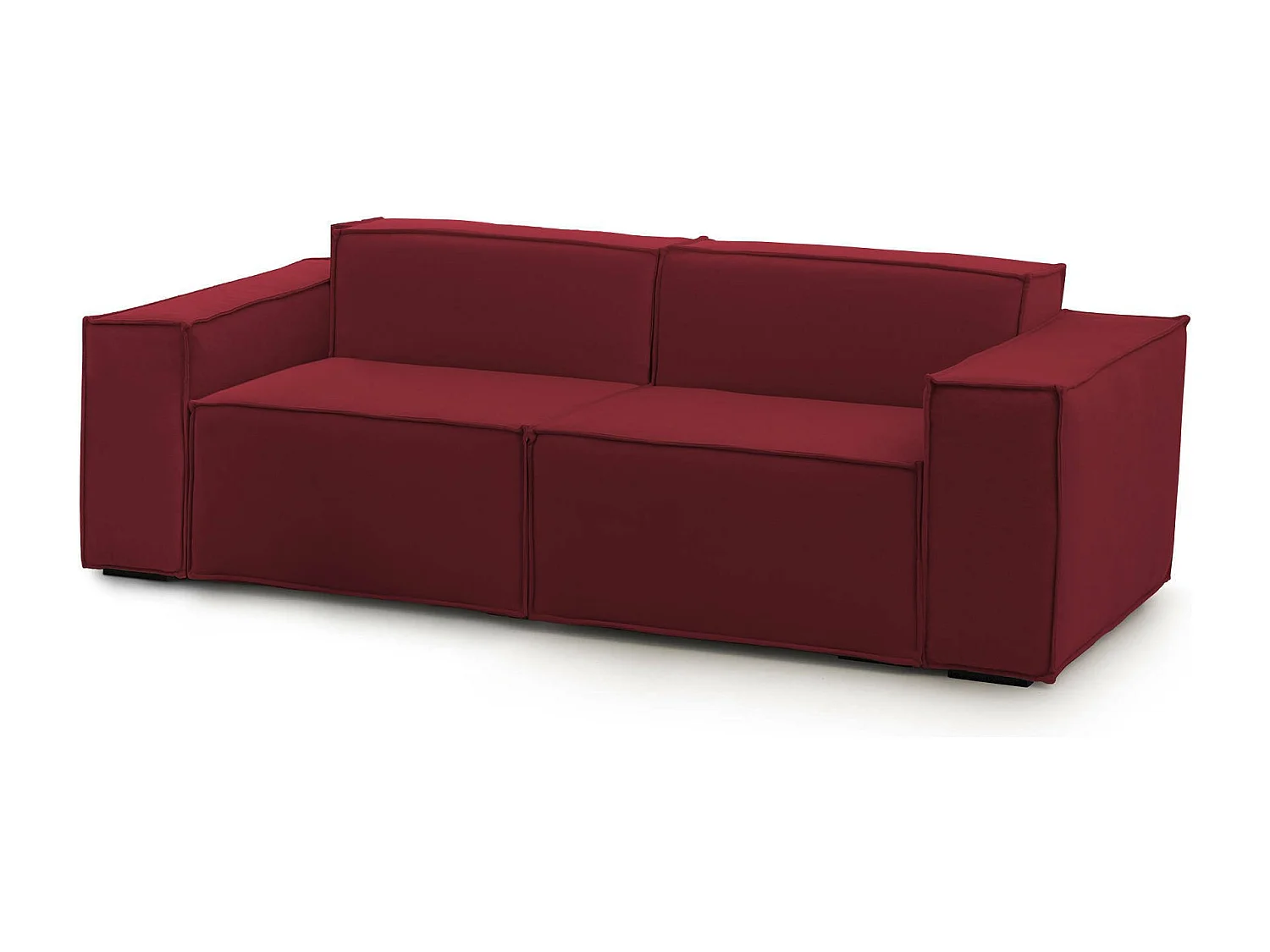 Sofá fixo Paola, sofá modular linear de 2 lugares, 100% Fabricado na Itália, Sofá moderno para sala em tecido, 220x95h70 cm, Vermelho